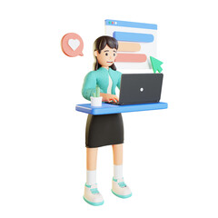 Woman Pose Target Work Activity 3D Illustrations