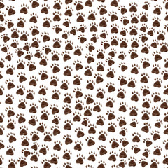 Watercolor seamless pattern of small footprints