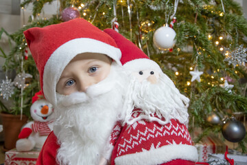 European boy in a Santa suit, Christmas, New Year