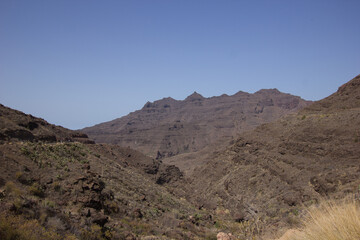 Stunning view over the mountains in Gran Canaria on a sunny day