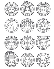 Zodiac sign set