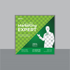 Social media marketing live posts and webinar  ad banner © CreativeTaslim
