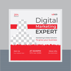 Social media marketing live posts and webinar  ad banner © CreativeTaslim