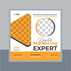 Social media marketing live posts and webinar  ad banner © CreativeTaslim