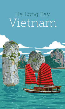 The wonderful Ha Long Bay (Descending Dragon Bay), Unesco world heritage in Vietnam. 