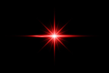 red light lens flare on black background