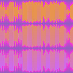 Bright background for advertising. Vector elements in the form of audio tracks. Contrasting combination of purple and orange. Electro or techno style. Thrilling sound.