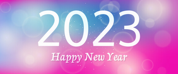 Happy new year 2023 incription on blurred background