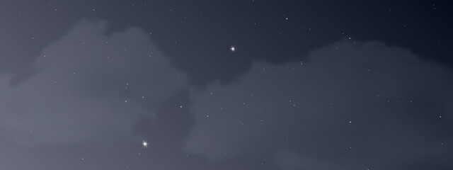 Night sky with clouds and many stars