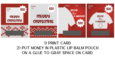 Obraz premium Christmas money card greeting. Better than a sweater lettering set of posters