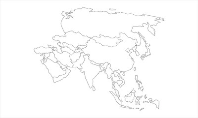 Fototapeta na wymiar white background of asia map with line art design