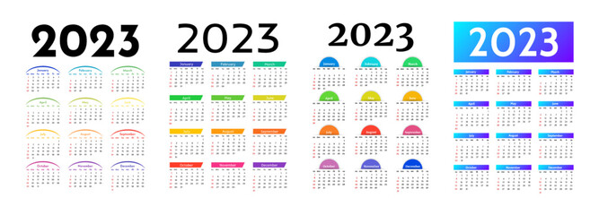 Calendar for 2023 isolated on a white background