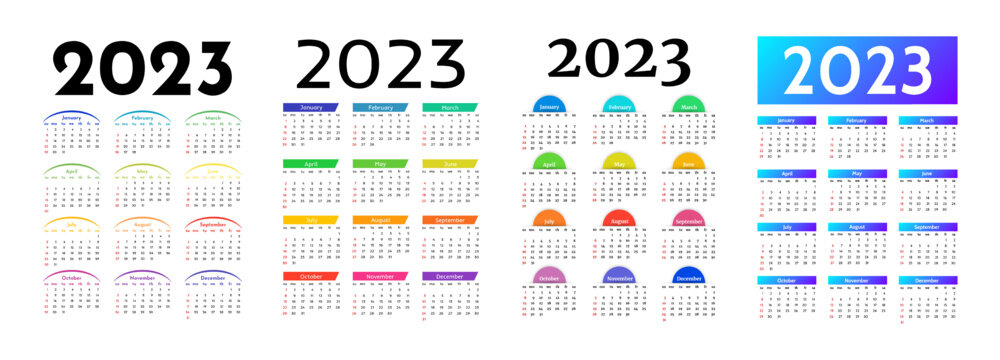 Calendar for 2023 isolated on a white background