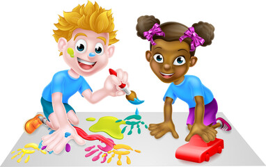 Obraz na płótnie Canvas Boy and Girl Kids Playing