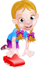 Girl Child Playing with Toy Car