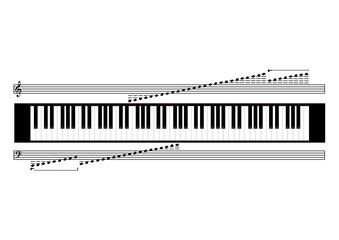 88 piano keys vector illustration