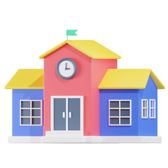 School Building Education 3D Illustrations