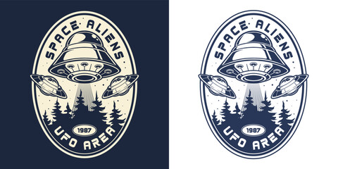 UFO area vintage monochrome element