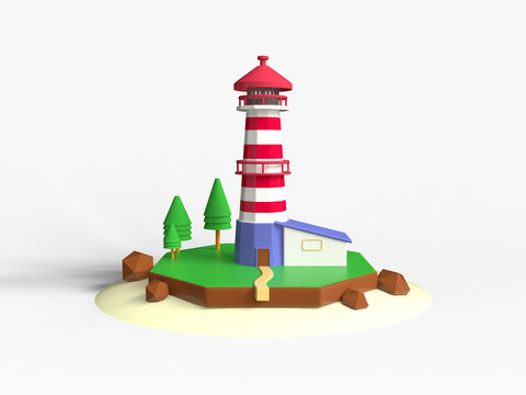 Lighthouse Isolated 3d render Illustration