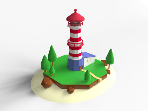 Lighthouse Isolated 3d render Illustration