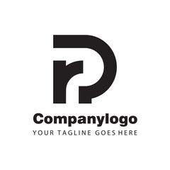 simple black letter rp for logo company design