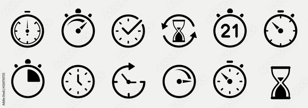 Poster set of timer icon set. timer icon collection. symbol timer. countdown timers. stopwatch symbol. fast