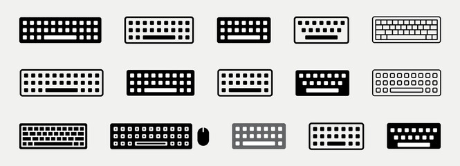 Keyboard icon set. Computer keyboard. Keypad vector. Dismiss keyboard line art icon. Computer keyboard tool signs. Technology tool keyboard. Vector illustration - obrazy, fototapety, plakaty