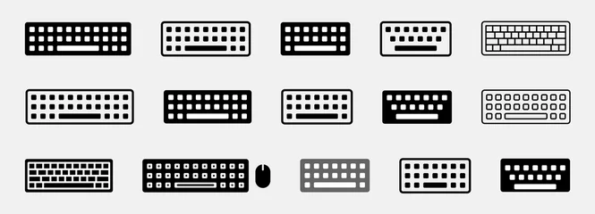 Fotobehang Keyboard icon set. Computer keyboard. Keypad vector. Dismiss keyboard line art icon. Computer keyboard tool signs. Technology tool keyboard. Vector illustration © vectorsanta