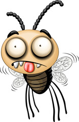 Obraz premium Fly Cartoon Character Funny Confused face isolated illustration element