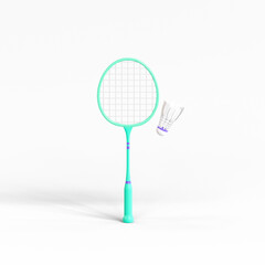 Badminton racket and shuttlecock icon Isolated 3d render Illustration