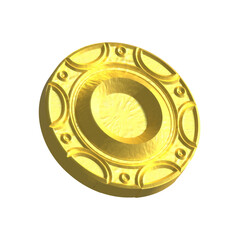 coin, shield, artifact for a computer game made of gold