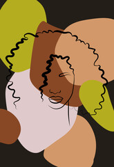 Beautiful African woman. Wall art in the style of Pop art.