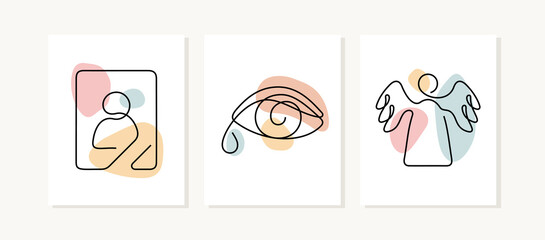 Funeral service continuous line posters