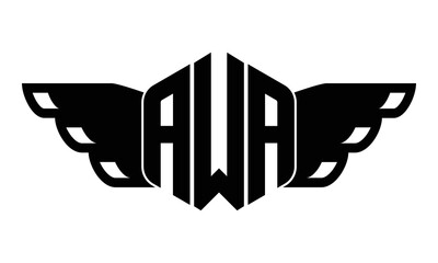 AWA three-letter butterfly iconic logo design vector template | polygon logo | monogram logo | abstract logo | wordmark logo | letter mark logo | business logo | typography logo | flat logo | symbol   - obrazy, fototapety, plakaty