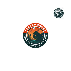 Fishing island logo vector design template