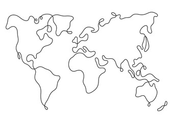 World map continuous line illustration