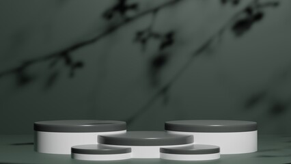 Obraz na płótnie Canvas natural dark green pedestal or podium display, empty platform for product showcase, 3D Rendering