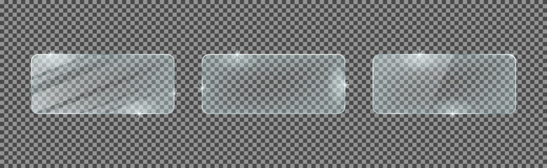 Set of glass plates isolated on a transparent background