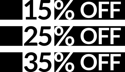 15 25 and 35 percent number discount strip tag design element set