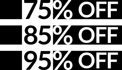 75 85 and 95 percent number discount strip tag design element set