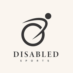 Inspiration wheelchair logo design for people with disabilities fast sports symbol. Simple modern design logo illustration.