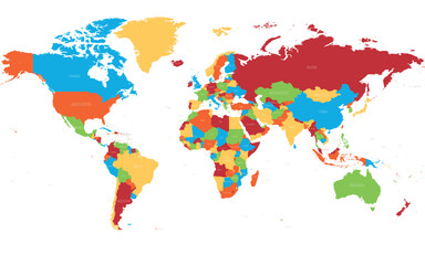 Naklejka premium High detailed political map of World