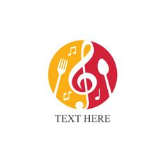 illustration of music symbol combined with food icon.