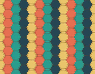 Patchwork hexagonal seamless pattern. Background texture vector. Colourful quilt design. 