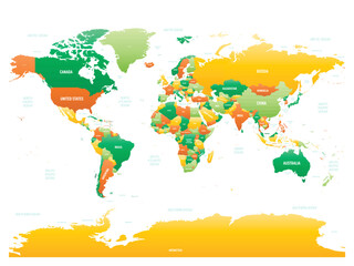World map detailed political map with lables