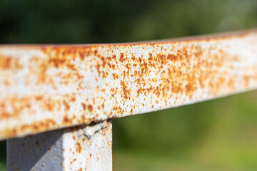 Rust and corrosion on the iron railings of the bridge.Corrosion of metals. Rust on old iron.