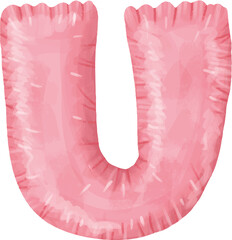 Letters of the English alphabet balloons for congratulations. Festive clipart without background letters balloons pink