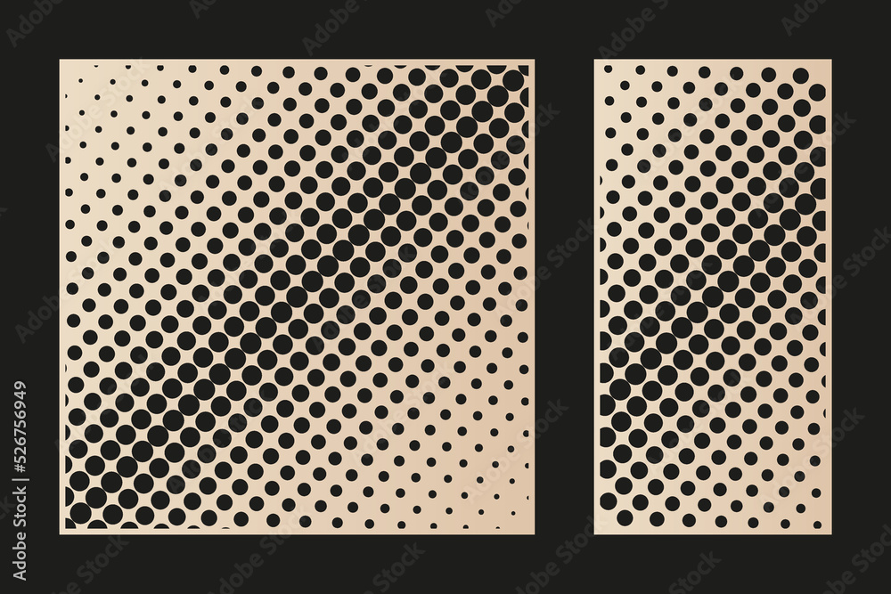 Poster laser cut panels. vector design with abstract geometric pattern, halftone dots, circles, diagonal gr