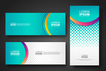 Banner set design template in trendy dynamic gradient colors