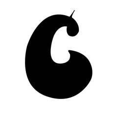 Calligraphy isolated black marker letter C on the white background, part of alphabet, for logo, signature